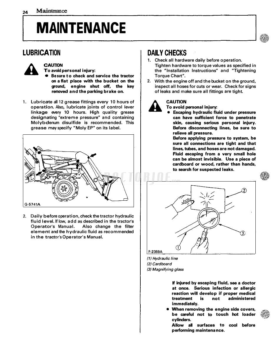 Kubota Maintenance Chart